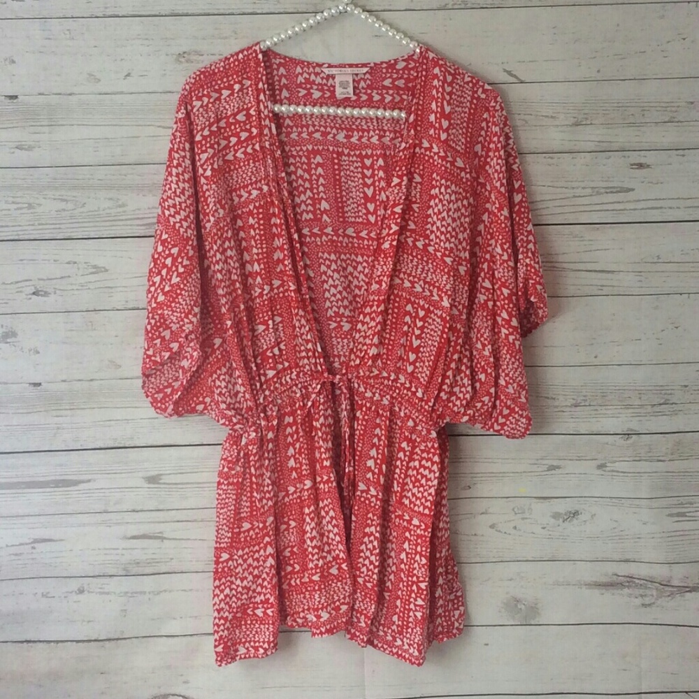 {Victoria Secret} Red and white Kimono/ Tunic